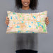 Person holding 20x12 Custom Eden Prairie Minnesota Map Throw Pillow in Watercolor