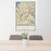24x36 Eden Prairie Minnesota Map Print Portrait Orientation in Woodblock Style Behind 2 Chairs Table and Potted Plant