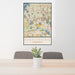 24x36 Eden Prairie Minnesota Map Print Portrait Orientation in Woodblock Style Behind 2 Chairs Table and Potted Plant