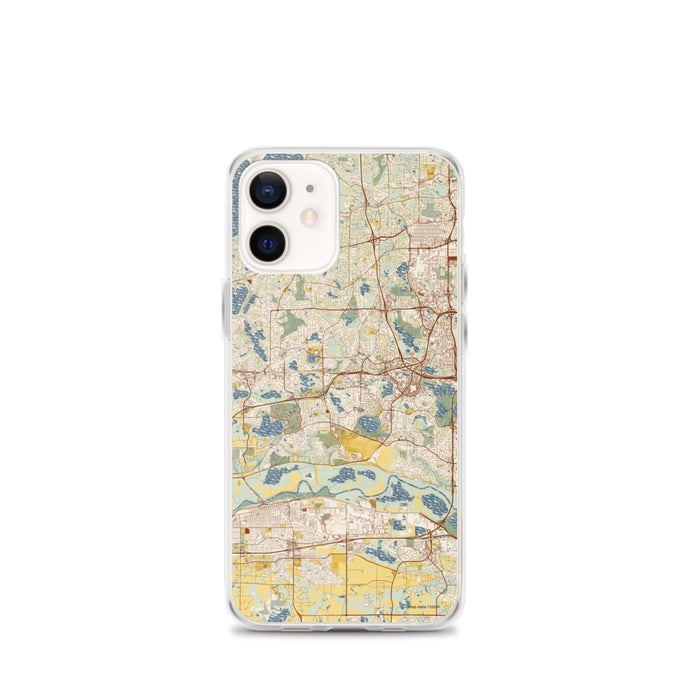 Custom Eden Prairie Minnesota Map iPhone 12 mini Phone Case in Woodblock