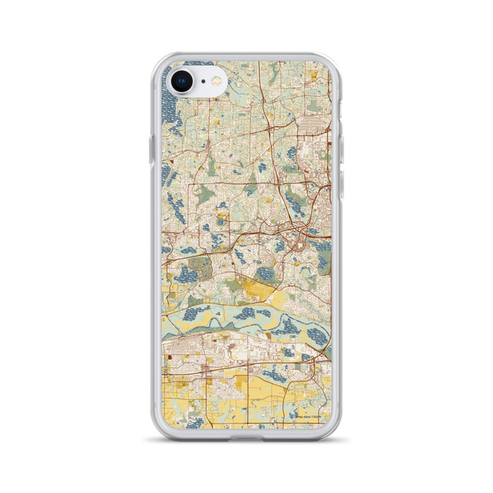 Custom Eden Prairie Minnesota Map iPhone SE Phone Case in Woodblock