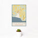 12x18 Edenton North Carolina Map Print Portrait Orientation in Woodblock Style With Small Cactus Plant in White Planter