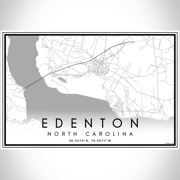 Edenton North Carolina Map Print Landscape Orientation in Classic Style With Shaded Background