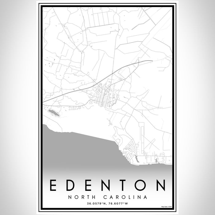 Edenton North Carolina Map Print Portrait Orientation in Classic Style With Shaded Background