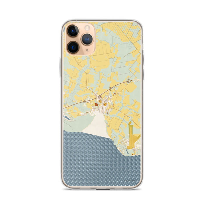 Custom iPhone 11 Pro Max Edenton North Carolina Map Phone Case in Woodblock