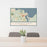 24x36 Edgartown Massachusetts Map Print Lanscape Orientation in Woodblock Style Behind 2 Chairs Table and Potted Plant