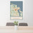 24x36 Edgartown Massachusetts Map Print Portrait Orientation in Woodblock Style Behind 2 Chairs Table and Potted Plant