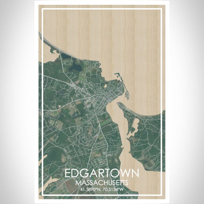 Edgartown Massachusetts Map Print Portrait Orientation in Afternoon Style With Shaded Background