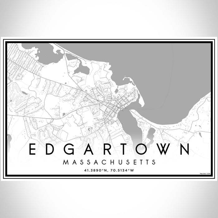 Edgartown Massachusetts Map Print Landscape Orientation in Classic Style With Shaded Background
