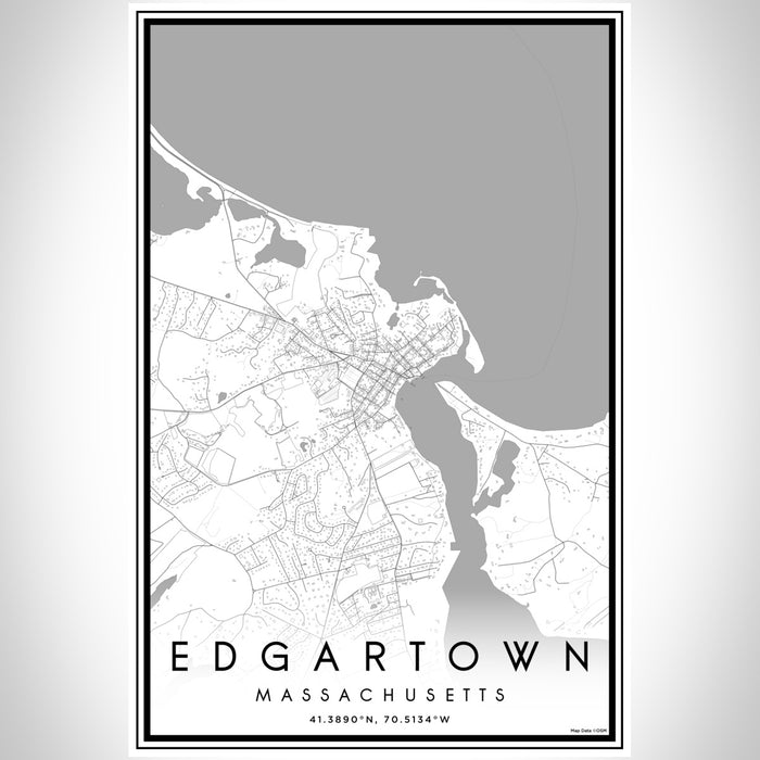 Edgartown Massachusetts Map Print Portrait Orientation in Classic Style With Shaded Background