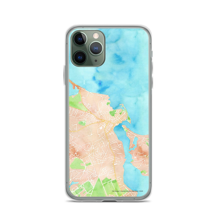 Custom iPhone 11 Pro Edgartown Massachusetts Map Phone Case in Watercolor