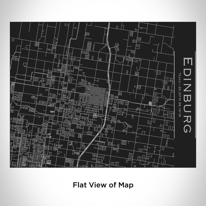 Rendered View of Edinburg Texas Map Engraving on 20oz Stainless Steel Insulated Bottle with Bamboo Top in Black