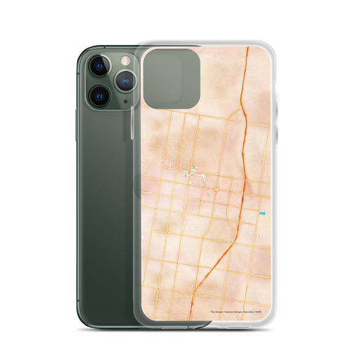 Custom Edinburg Texas Map Phone Case in Watercolor on Table with Laptop and Plant