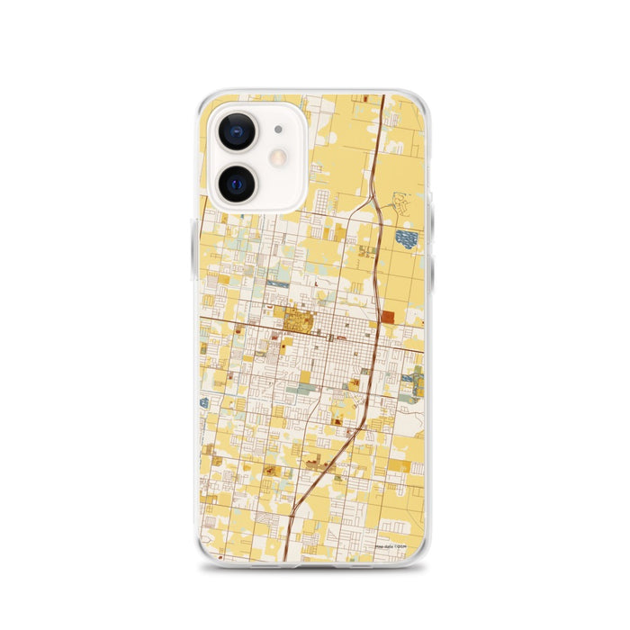 Custom Edinburg Texas Map iPhone 12 Phone Case in Woodblock