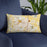 Custom Edinburg Texas Map Throw Pillow in Woodblock on Blue Colored Chair