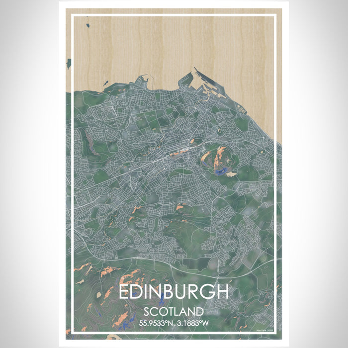 Edinburgh Scotland Map Print Portrait Orientation in Afternoon Style With Shaded Background