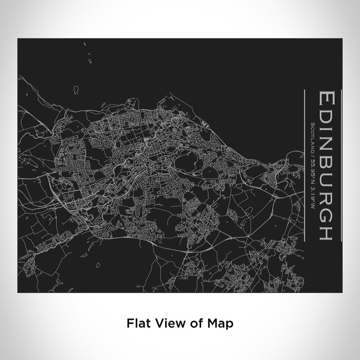 Rendered View of Edinburgh Scotland Map Engraving on 20oz Stainless Steel Insulated Bottle with Bamboo Top in Black