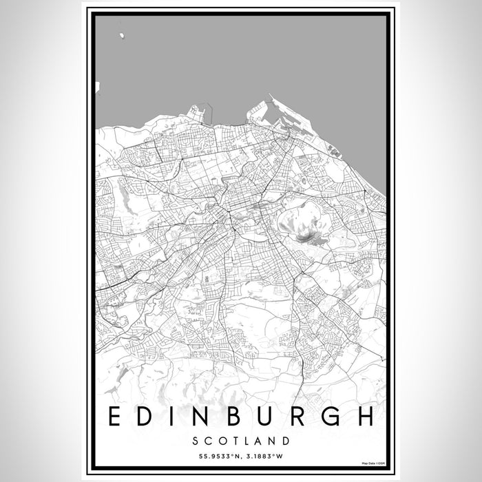 Edinburgh Scotland Map Print Portrait Orientation in Classic Style With Shaded Background