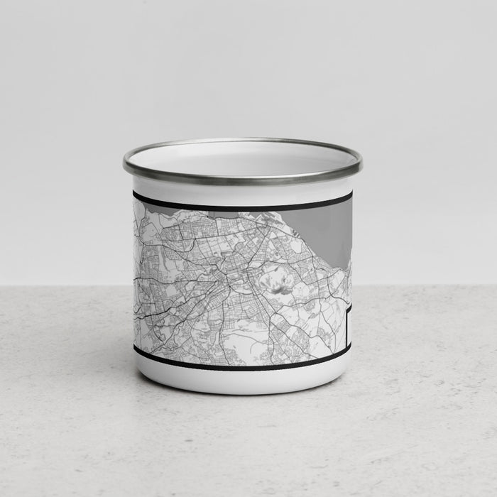 Front View Custom Edinburgh Scotland Map Enamel Mug in Classic