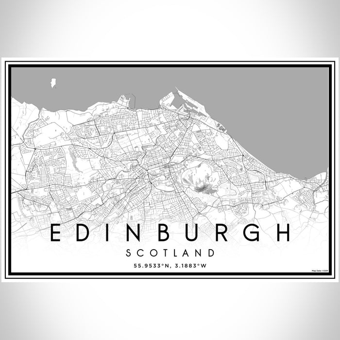 Edinburgh Scotland Map Print Landscape Orientation in Classic Style With Shaded Background