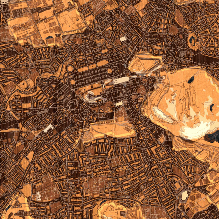 Edinburgh Scotland Map Print in Ember Style Zoomed In Close Up Showing Details