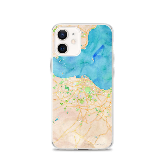 Custom Edinburgh Scotland Map iPhone 12 Phone Case in Watercolor