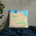 Custom Edinburgh Scotland Map Throw Pillow in Watercolor on Bedding Against Wall