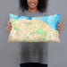 Person holding 20x12 Custom Edinburgh Scotland Map Throw Pillow in Watercolor