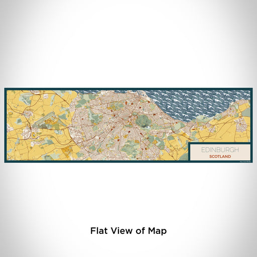 Flat View of Map Custom Edinburgh Scotland Map Enamel Mug in Woodblock