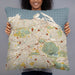 Person holding 22x22 Custom Edinburgh Scotland Map Throw Pillow in Woodblock
