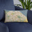Custom Edinburgh Scotland Map Throw Pillow in Woodblock on Blue Colored Chair
