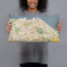Person holding 20x12 Custom Edinburgh Scotland Map Throw Pillow in Woodblock