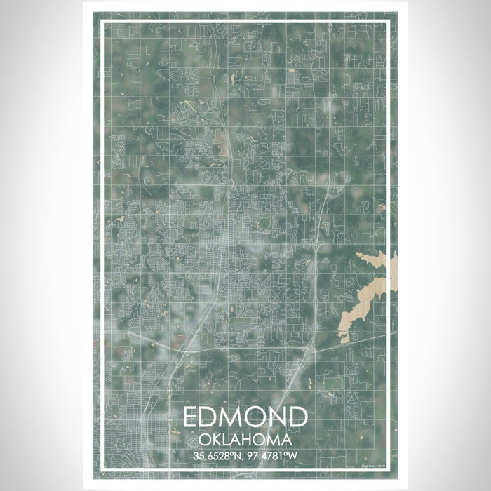 Edmond Oklahoma Map Print Portrait Orientation in Afternoon Style With Shaded Background