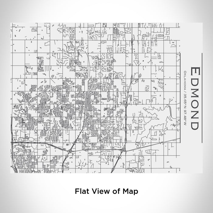 Rendered View of Edmond Oklahoma Map Engraving on 20oz Stainless Steel Insulated Bottle with Bamboo Top in White