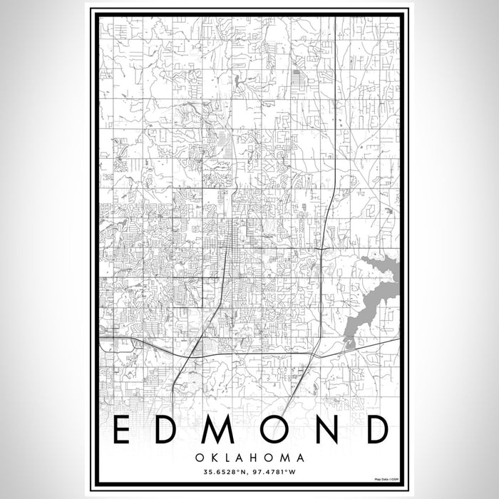 Edmond Oklahoma Map Print Portrait Orientation in Classic Style With Shaded Background