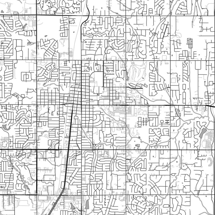 Edmond Oklahoma Map Print in Classic Style Zoomed In Close Up Showing Details