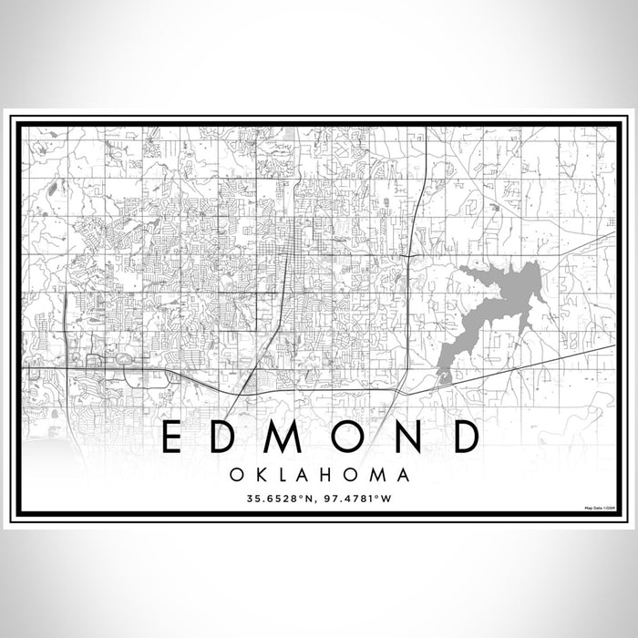Edmond Oklahoma Map Print Landscape Orientation in Classic Style With Shaded Background