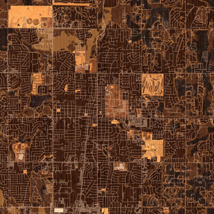 Edmond Oklahoma Map Print in Ember Style Zoomed In Close Up Showing Details
