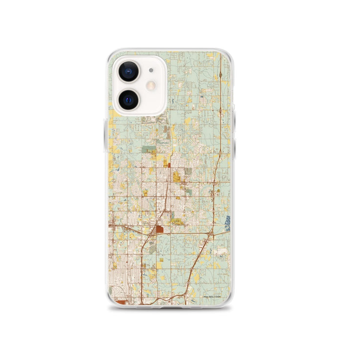 Custom Edmond Oklahoma Map iPhone 12 Phone Case in Woodblock