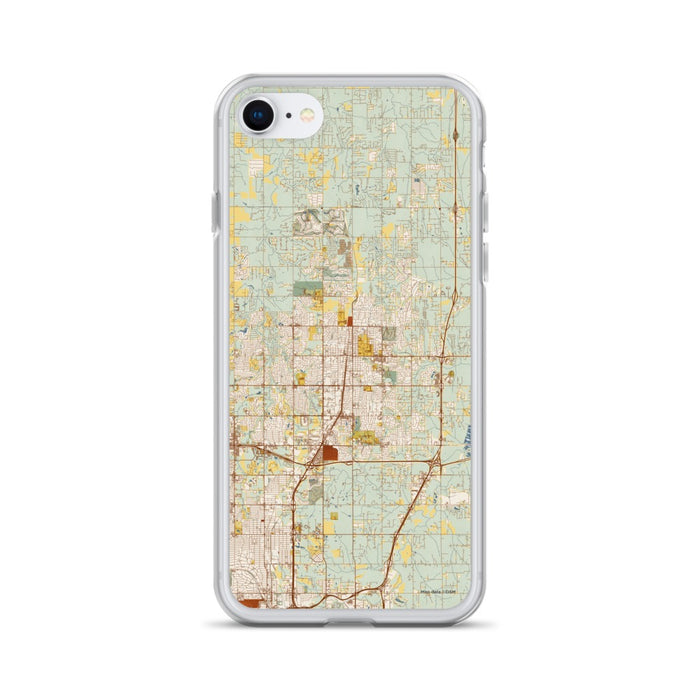 Custom Edmond Oklahoma Map iPhone SE Phone Case in Woodblock