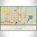 Edmond Oklahoma Map Print Landscape Orientation in Woodblock Style With Shaded Background