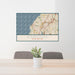 24x36 Edmonds Washington Map Print Lanscape Orientation in Woodblock Style Behind 2 Chairs Table and Potted Plant