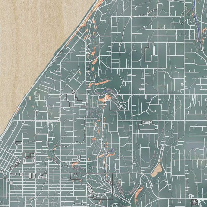 Edmonds Washington Map Print in Afternoon Style Zoomed In Close Up Showing Details