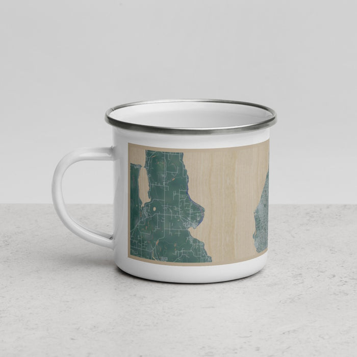 Left View Custom Edmonds Washington Map Enamel Mug in Afternoon