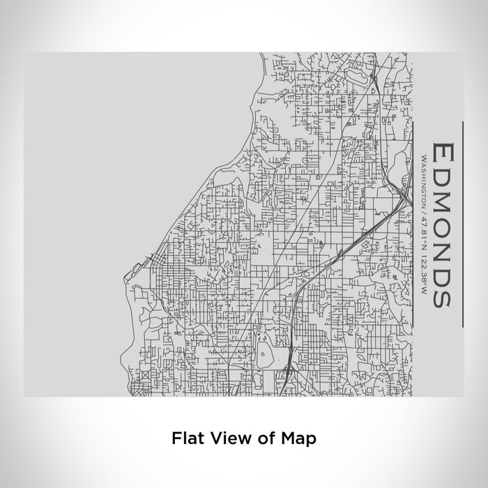 Rendered View of Edmonds Washington Map Engraving on 20oz Stainless Steel Insulated Bottle with Bamboo Top