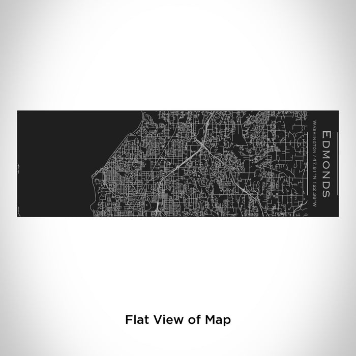 Rendered View of Edmonds Washington Map Engraving on 10oz Stainless Steel Insulated Cup with Sliding Lid in Black