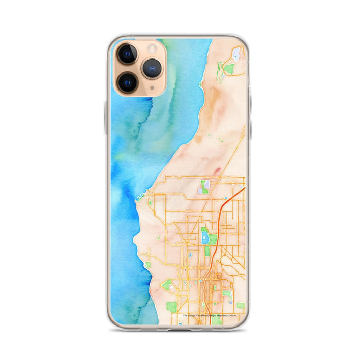 Custom iPhone 11 Pro Max Edmonds Washington Map Phone Case in Watercolor