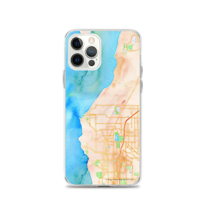 Custom iPhone 12 Pro Edmonds Washington Map Phone Case in Watercolor