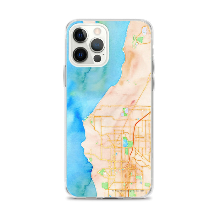 Custom iPhone 12 Pro Max Edmonds Washington Map Phone Case in Watercolor