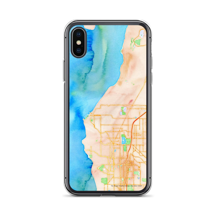 Custom iPhone X/XS Edmonds Washington Map Phone Case in Watercolor